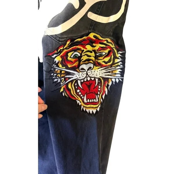 Ed Hardy Slim Flare Tiger Embroidered Jeans Women's Size 28 Y2K - Image 6