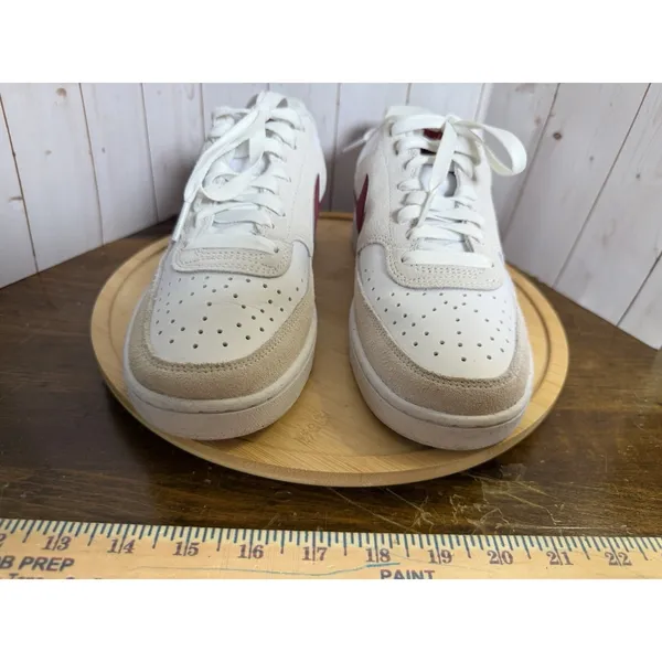 Nike Court Vision‎ Low Shoe, Suede & Leather, Red Cream White, Women's, Size 8.5 - Image 3