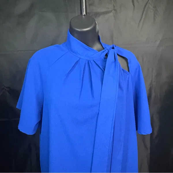SHEIN Cobalt Blue Blouse with Tie Accent M - Image 8