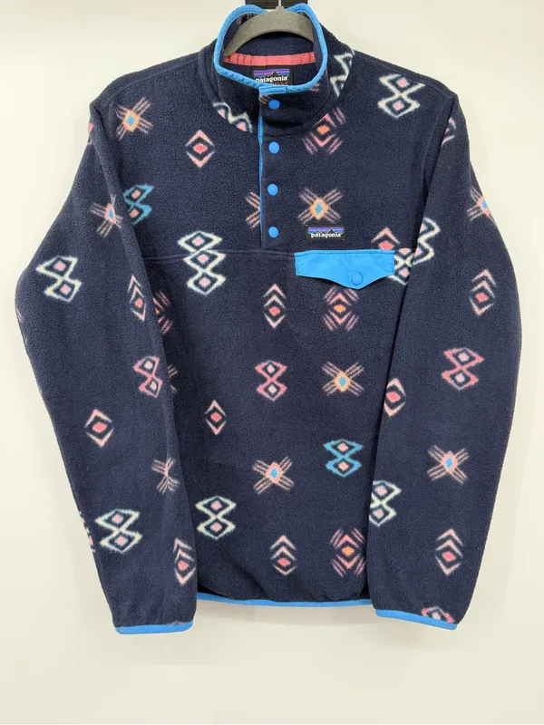 Patagonia Lightweight Synchilla Snap-T Women M Navy Geometric Fleece - Image 2