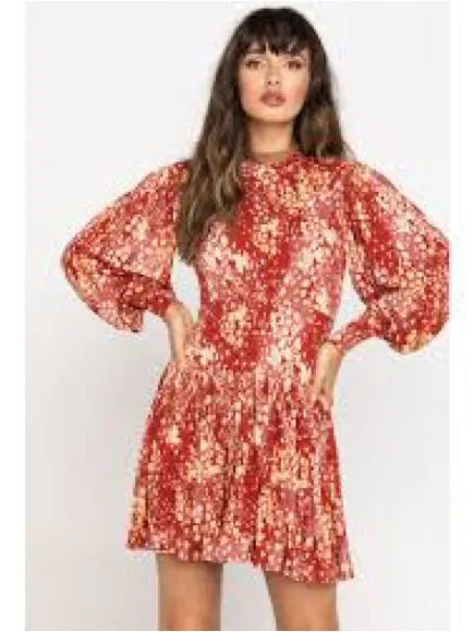 Free People Heartbeats Rust Floral Long Sleeve Dress - Image 8