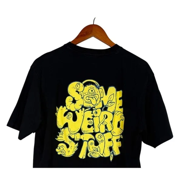Zara Some Weird Stuff Graphic Oversized Relaxed Fit Basic T Shirt M Black Yellow - Image 9