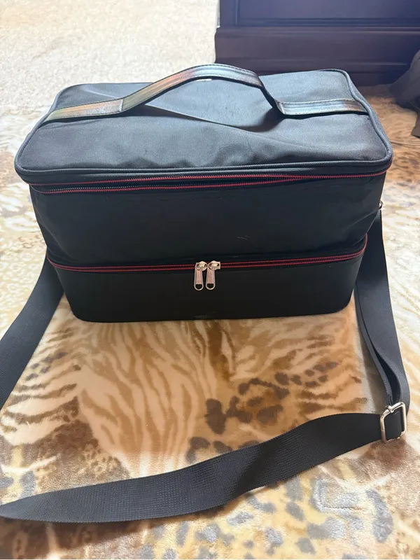 Black and red nail bag with 2 layers - Image 2