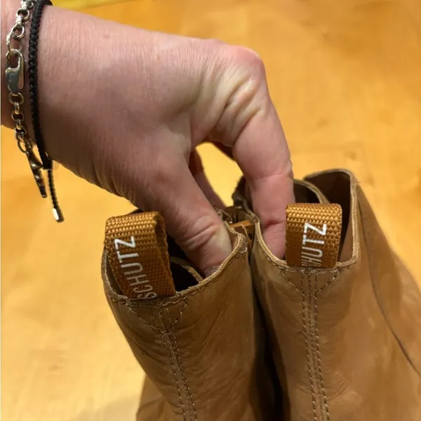 SCHUTZ leather combat lug sole boots light tan brown sz 8.5 booties - Image 7