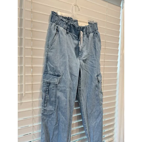 NEW American Eagle Denim‎ Relaxed Mom Jogger Sz 0 Medium Wash Cargo High Rise - Image 5