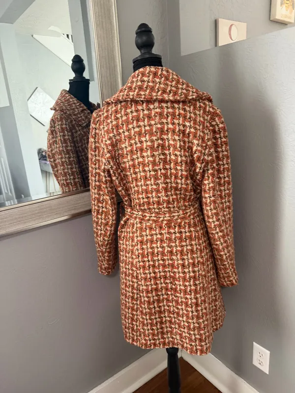 Available by Angela Fashion Houndstooth Academia Old Money Pea Coat Size Medium. - Image 4