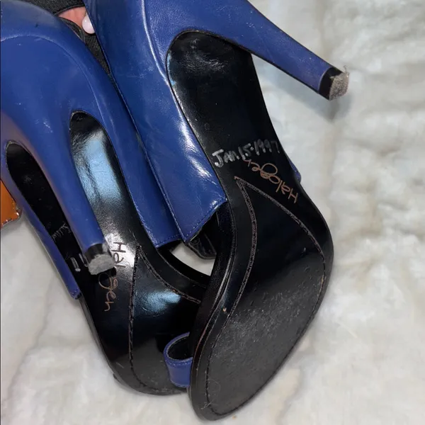 Halogen Blue Black Strappy Stiletto Sandals Heels Size 7 - Image 5