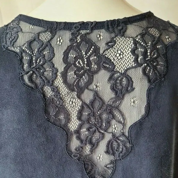 Altar'd State Blue Faux Suede Lace Mini Dress Scallop Hem Boho‎ Festival Largeye - Image 5