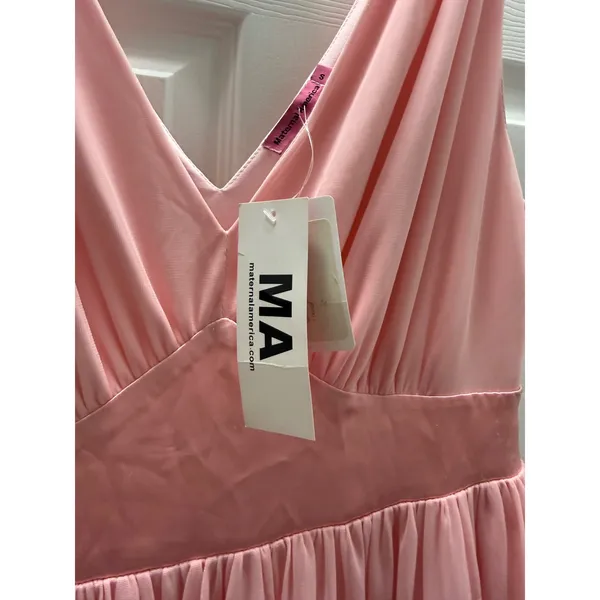 Maternal America Pink Baby Shower Maternity Dress V-Neck Empire Waist Small‎ NWT - Image 6
