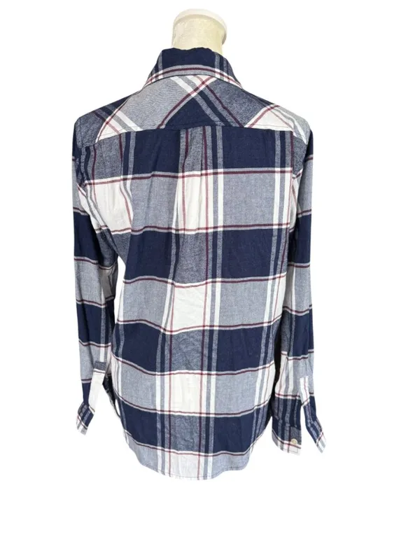 Weatherproof Vintage stretch blue and white long sleeve collared button down shirt S - Image 4