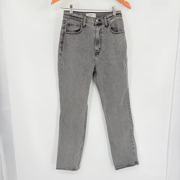 Abercrombie & Fitch Ankle Straight Womens Jeans Sz 26 Gray Y2K Grunge 90s Indie - Image 2