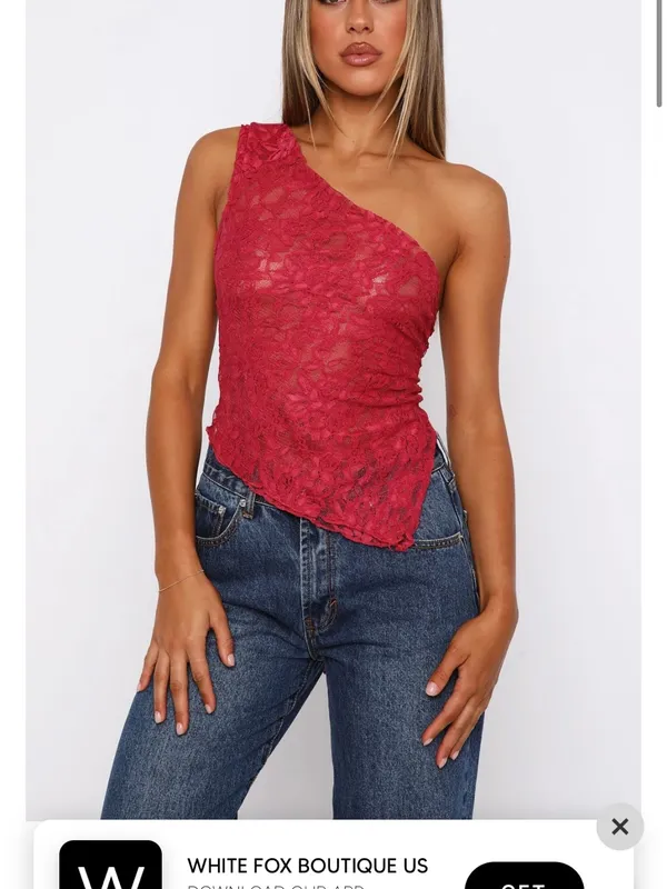 NWT white fox it’s a love story lace top in berry OS - Image 2