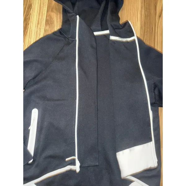 Nike Tech Women's Small S Fleece Full Zip Hoodie Black White EUC - Image 3