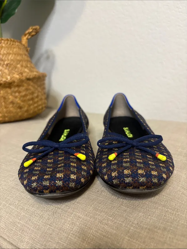 Rothy's Navy Tweed Ballet Flats with Yellow Tips 7 - Image 6