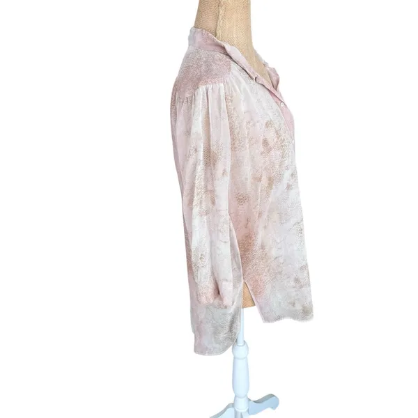 Wilfred 100% Silk Cream/pink Hi Low Henley Blouse‎ Old Money Flowy Career Small - Image 6