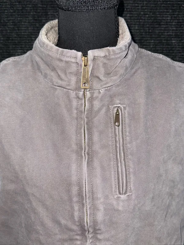 Vintage Carhartt Taupe Gray Sherpa Lined Vest Mock Neck WV001 032 Women’s Large - Image 5