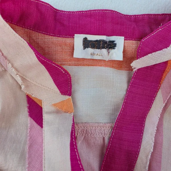Fate Womens Pink Orange Striped Button Down Balloon Sleeve Blouse FT23201 Small - Image 5