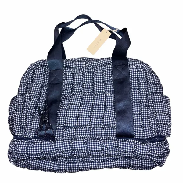 NEW With Tag AS Revival Altar’d State Blue & White Quilted Gingham Gym Bag Tote Laptop Bag - Image 3