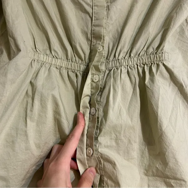 Anthropologie Harshman Puff Sleeve Babydoll Blouse Moss Green Size Small - Image 4