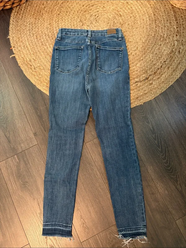 Judy Blue Distressed High-Rise Skinny Jeans in Dark Blue Wash 5/27 - Image 3