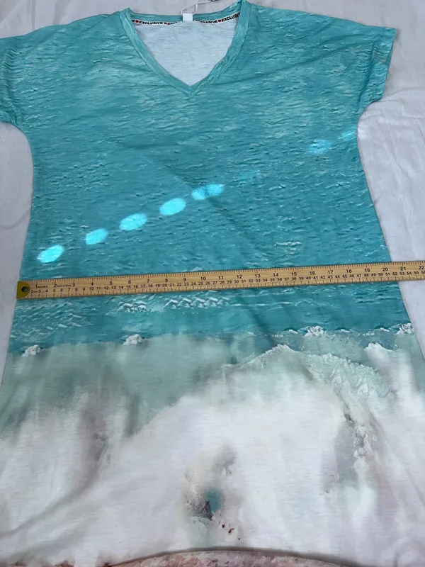 V-Neck Ombre Beach Maxi Cover-Up in Turquoise and Peach - Image 7