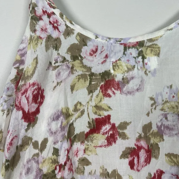 ABERCROMBIE & FITCH ivory‎ rose pink floral off shoulder crop top size M Medium - Image 5