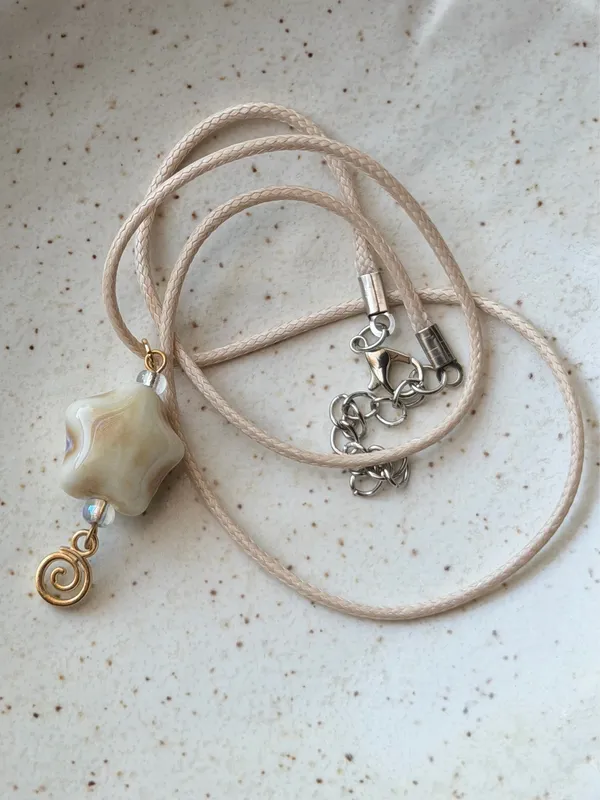 Handmade ceramic chunky star boho fairy cottage necklace⭐️💚 - Image 4