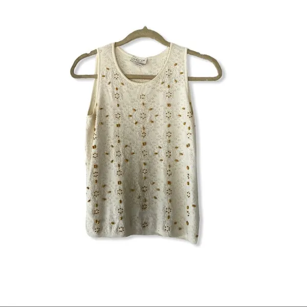 Vintage Oscar de la Renta Beaded Sweater Tank - Image 8
