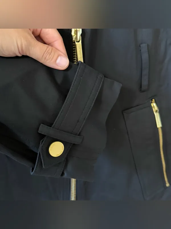 Michael Kors Black Asymmetrical Zip Trench Coat with Belt - Image 7