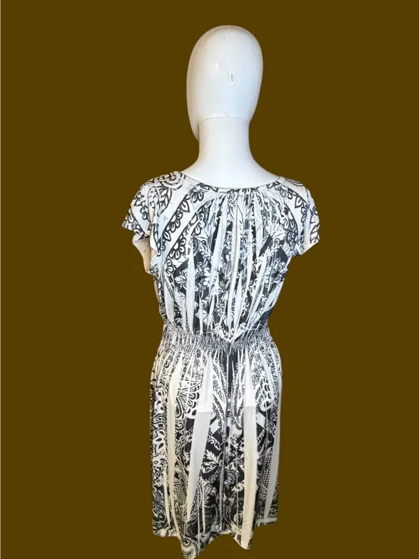 Apt. 9 Black & White Paisley Stripe Midi Dress - Image 6