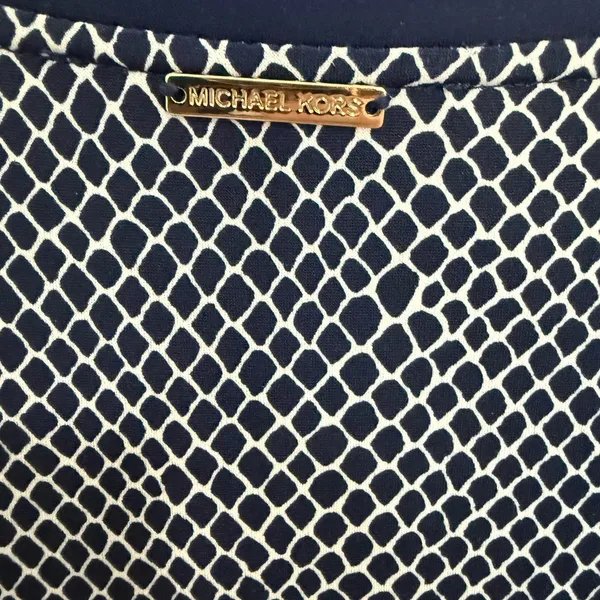 MICHAEL Michael Kors Graph Mamba Flounce Dress Small Navy White Bell Sleeve - Image 9