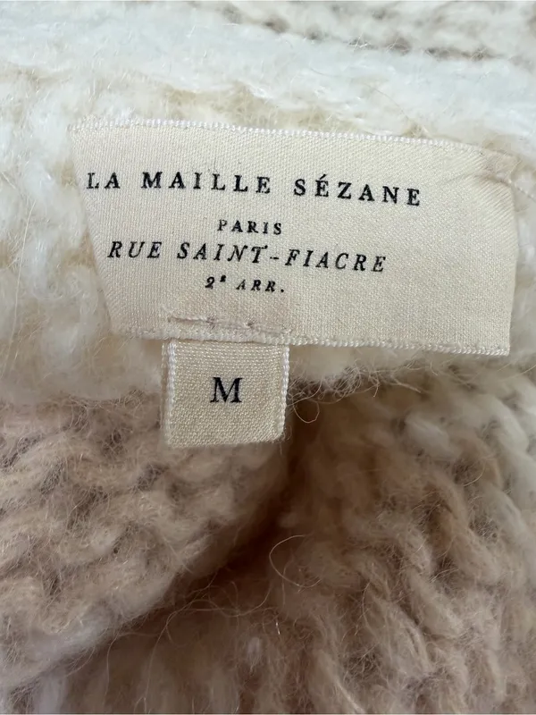 Sezane Lysandre Knit Jumper Sweater in Ecru Camel size Medium $198 - Image 13