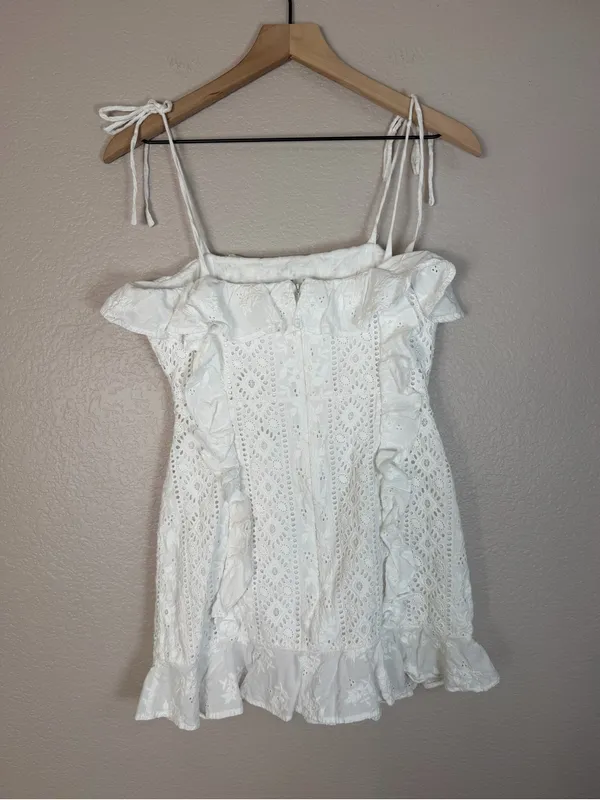 Majorelle Mara Mini Eyelet Lace Dress in White size XS $198 Bride Bridal - Image 7