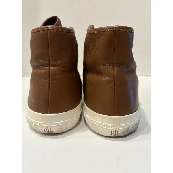 Ralph Lauren January Brown high top leather sneakers shoes size 11 - Image 4