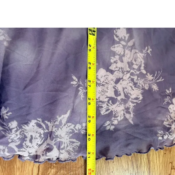 Cider Y2K Purple Floral Mesh Ruffle Mini Dress XS Lettuce Trim Cottagecore Fairy - Image 9