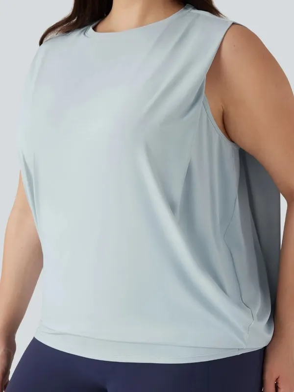 Halara Plus Size Round Neck Cool Touch Yoga Tank Top Frost Veil Grey 2X NWT - Image 2