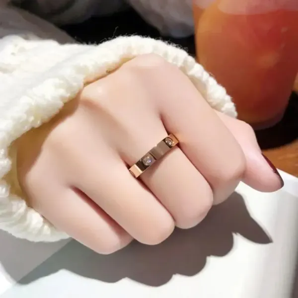 New Unisex 14k gold-plated stainless steel stone‎ band ring, Size 7 - Image 11