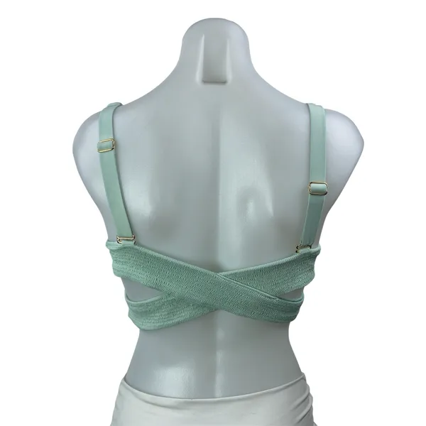 Pilyq Azura Light Green Sleeveless Smocked Adjustable Bikini Top Swimwear Size L - Image 3
