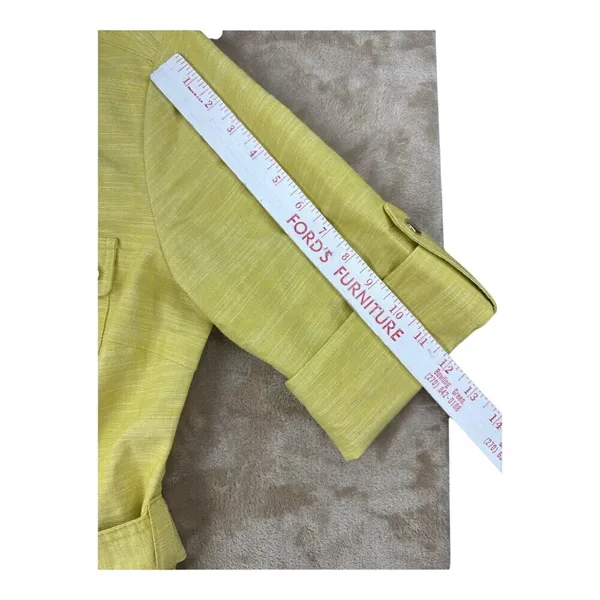Sharagano Women Laurel Leaf Yellow Zip Front Safari Belted Dress Size 10 Utility - Image 4