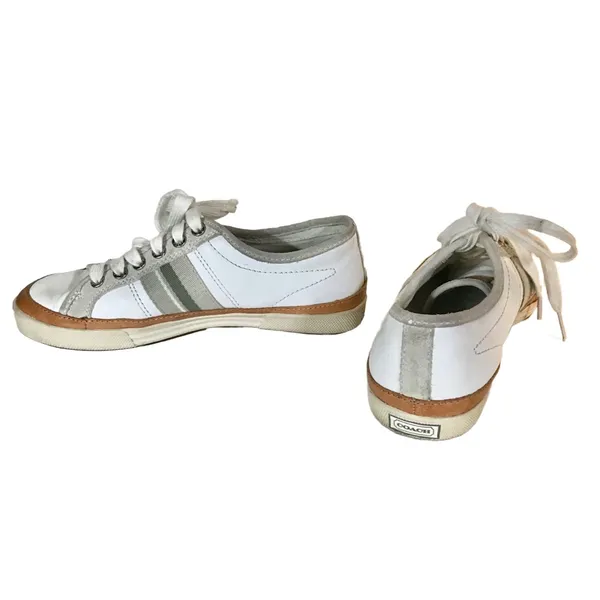 Coach "Brad" White & Gray Suede & Leather Sneakers (7.5) - Image 3