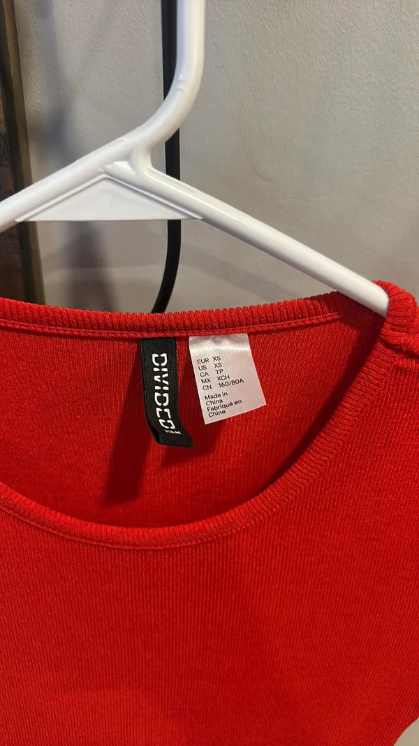 H&M Red T-Shirt Dress Ribbed w Ties - Image 6