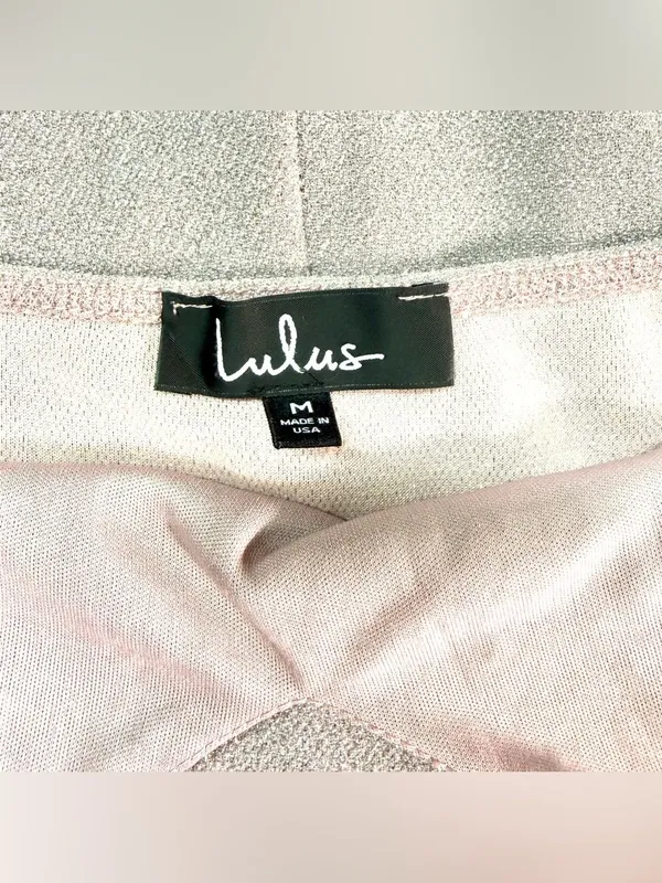 LULUS Women’s Forever Your Girl Metallic Blush Pink Bodycon Mini Dress Size M - Image 5