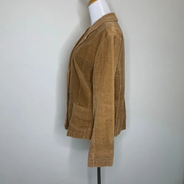 Vintage Corduroy Tan Camel Blazer Vintage Y2K Sz Large - Image 3