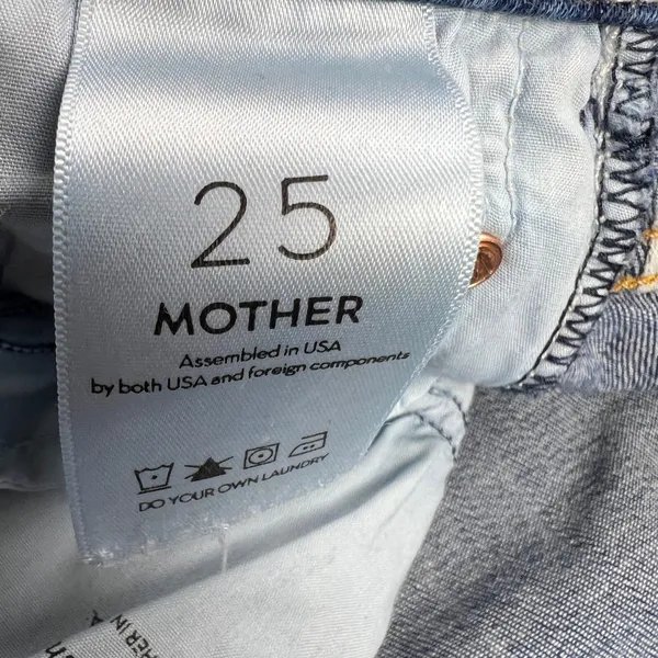 MOTHER Insider Crop Step Fray Jeans Not Rough Enough Wash Stretch Denim Size 25 - Image 4