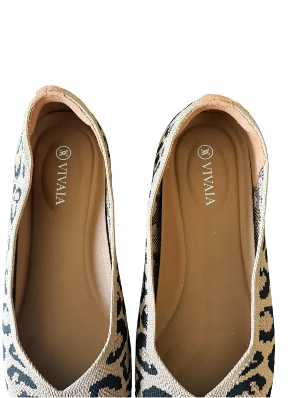 VIVAIA - Margot 2.0 Leopard Knit Square Toe Ballet Flats Sz 7.5 EU 38.5 - Image 7