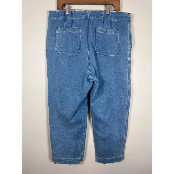 Talbots Sailor Jean Women 16 Blue Nautical Coastal Retro Wide Leg Crop Pants - Image 5