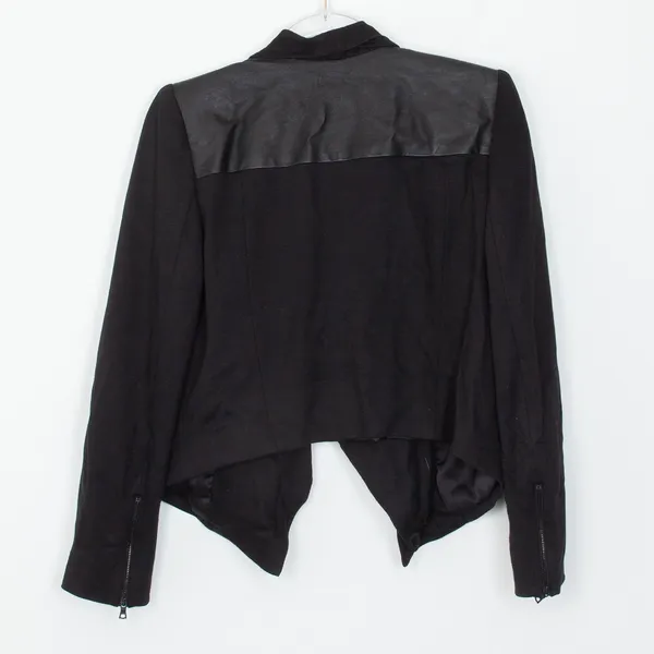 Alice + Olivia Lamb Leather Trim Draped Blazer Jacket Black Womens Size S‎ - Image 6