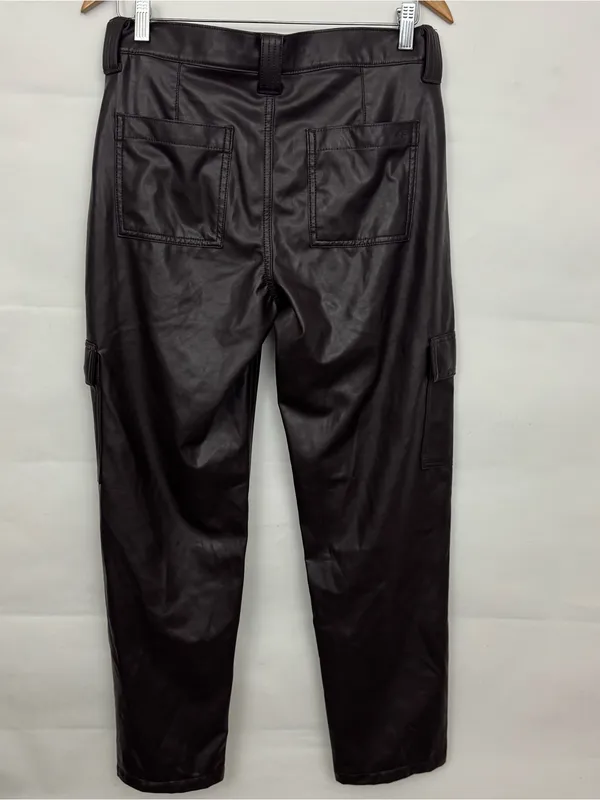 American Eagle Outfitters stretch high waisted vegan leather straight cargo pant - Image 5