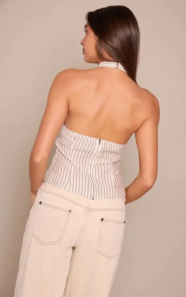 Pretty Little Thing Striped Halter Top - Image 2