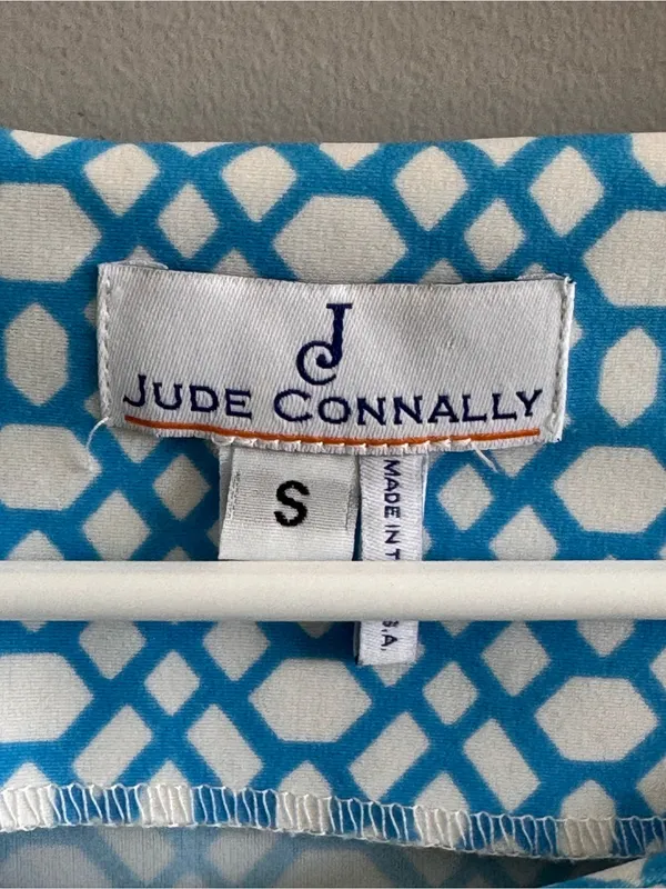 Jude Connally Blue White Geometric Shift‎ Dress Size Small - Image 3